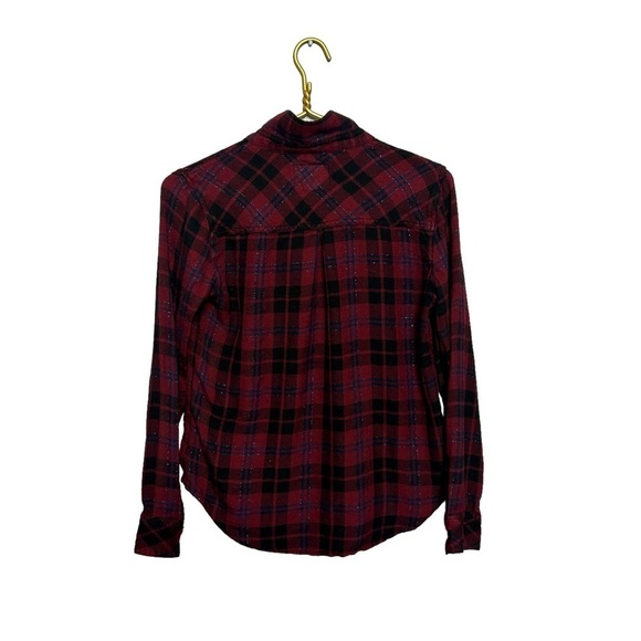 Rails Hunter Plaid Button Down Shirt Red Wine Size Small Top Sparkle Shimmer - Picture 5 of 7